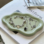 Small Trinket Dish Jewelry Tray for Women, Cute Ceramic Cloud Tray, Jewelry Ring Holder Dish for Keys, Candles, Perfume, Vanity Nightstand Decor Jewelry Plate Bowl, Friendship Birthday Gifts for Mom