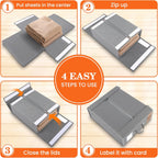 WOWBOX Bed Sheet Organizers and Storage,Closet Organizer Under Bed Storage | Bed Sheet Organizer with Label Cards & Clear Window for Bedding Sheets,Duvet Covers,Blankets (6 Pack,Gray)