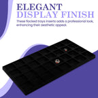 Novel Box 5 Pack 32-Slot Black Liner Jewelry Storage Tray Inserts 14.75x8.25x1 Inches - Jewelry Organizer Pad for Drawers & Store Displays - Jewelry Display Pads for Rings Earrings & Pendants
