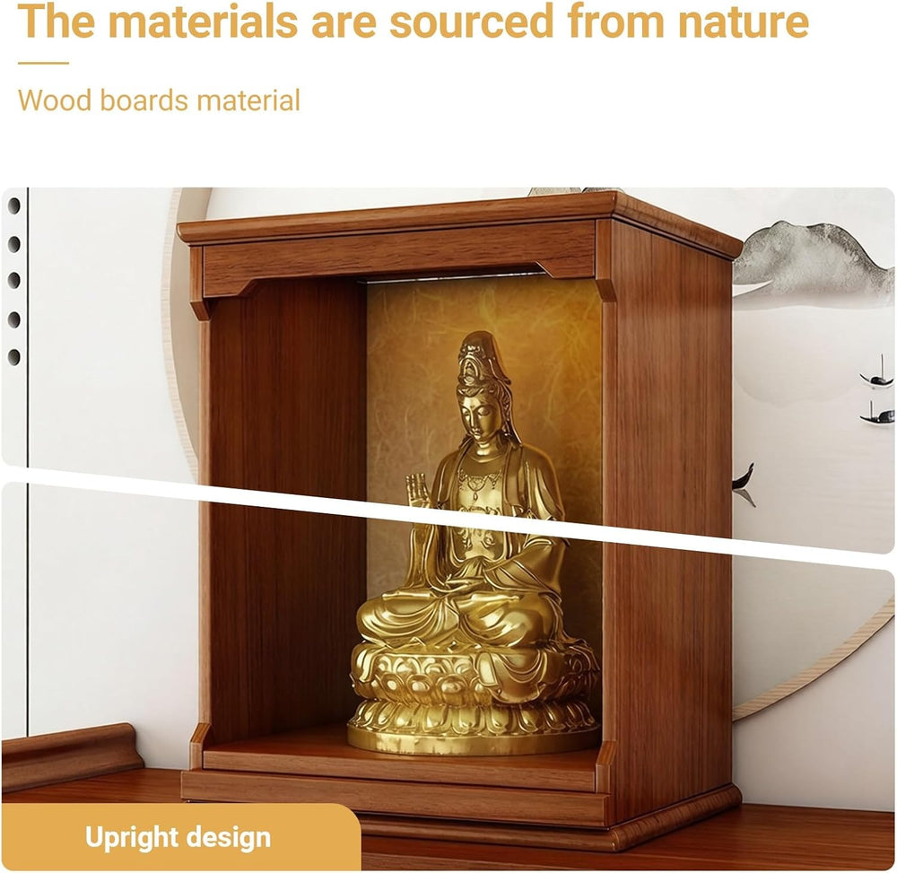 Solid Wood Tabletop Buddhist Table with Pull-Out Drawer, Tribute Personal Shr...