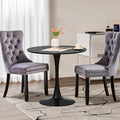 3-Pieces 31.5" Round Dining Table Set for 2, Black Dining Table & 2 Velvet Upholstered Dining Chairs for Kitchen Dining Room Apartment Small Space(Black Table & Grey Chairs)