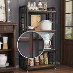Microwave Oven Stand with Storage 4 Tiers, Free Standing Microwave Oven Stand Coffee Bar Adjustable Kitchen Shelves Kitchen Storage Shelf Rack Bakers Racks for Kitchens(Brown)