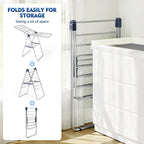 APEXCHASER Stainless Steel Clothes Drying Rack, Drying Rack Clothing with Height-Adjustable, Foldable Gullwings Laundry Drying Rack, Indoor Outdoor Use, No Assembly