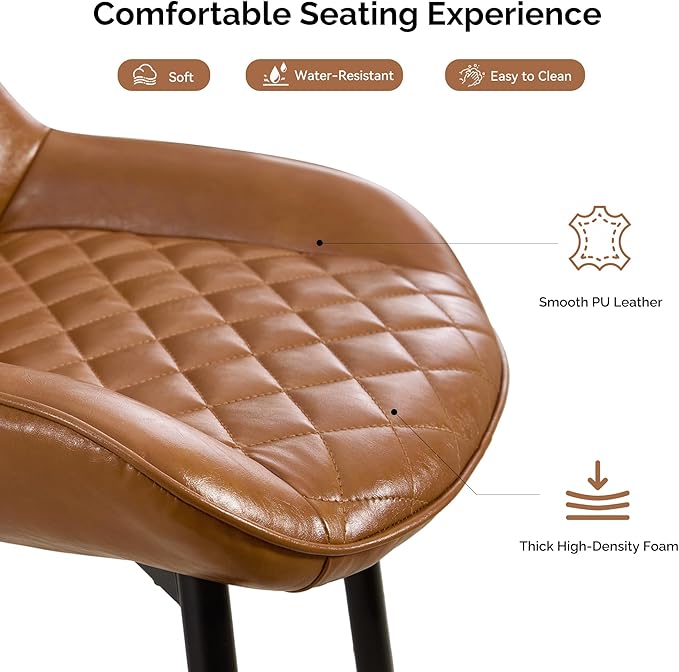 Dining Chair, Modern Dining Chairs with Thick Cushions, Faux Leather Upholste...