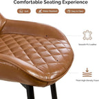 Dining Chair, Modern Dining Chairs with Thick Cushions, Faux Leather Upholstered Kitchen Dining Room Chairs with Metal Adjustable Legs for Dining Living Room, Brown