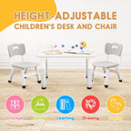 Kids Table & Chair Set with Adjustable Toddler-Safe Non-Slip Legs, Activity & Graffiti-Proof Desktop Ages 3-12