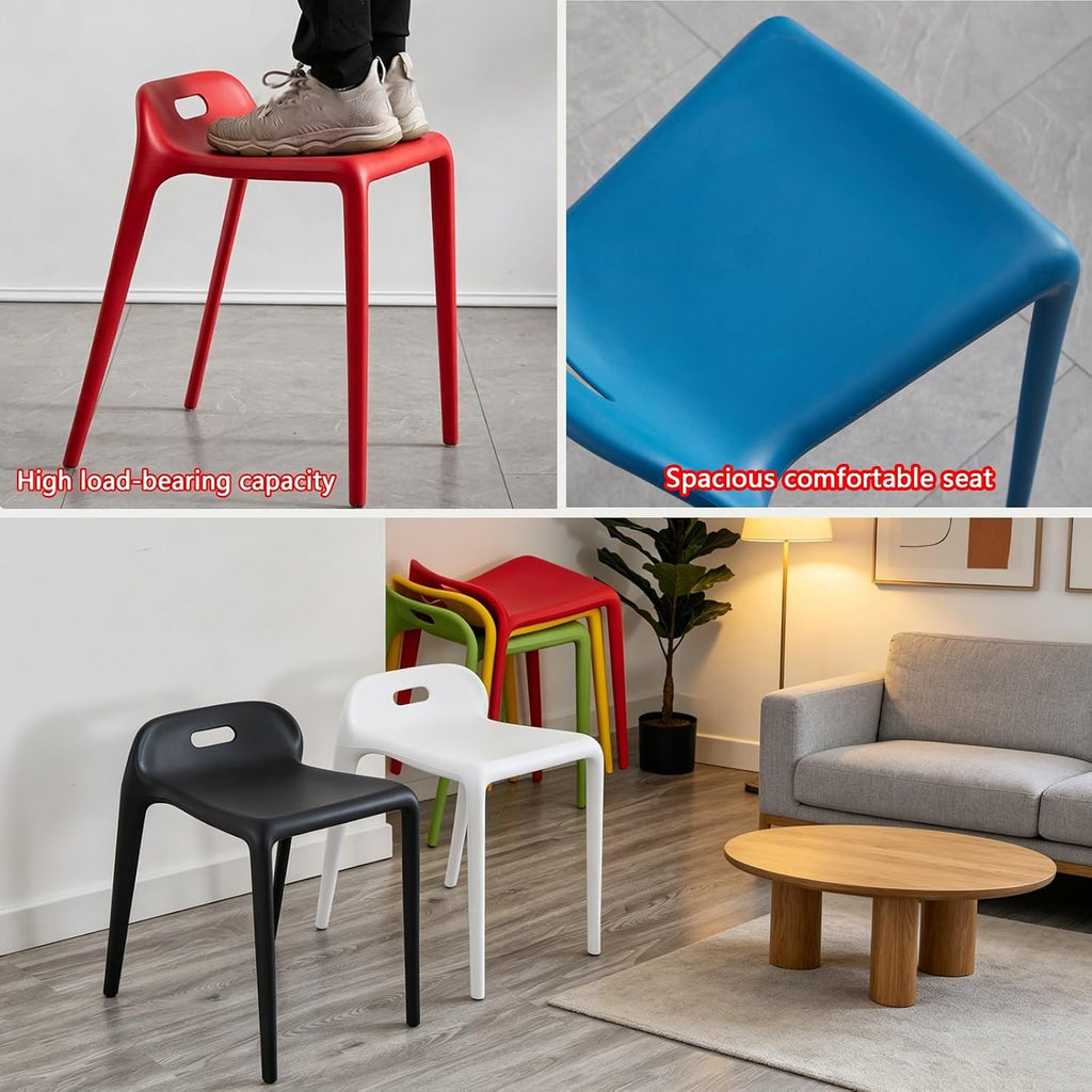 Thickened Plastic Backrest Chair, Wide Seat Plastic Stool, Waterproof Portable Chair, with Smooth Round Corners, for Parties, Home, Office(Green)