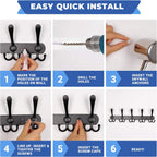 GlazieVault Coat Rack Wall Mount - Stainless Steel Coat Rack (2 Pack) - Heavy Duty Coat Hooks Wall Mounted - Hanger for Hat Towel Robes Jacket Clothes for Bathroom Entryway