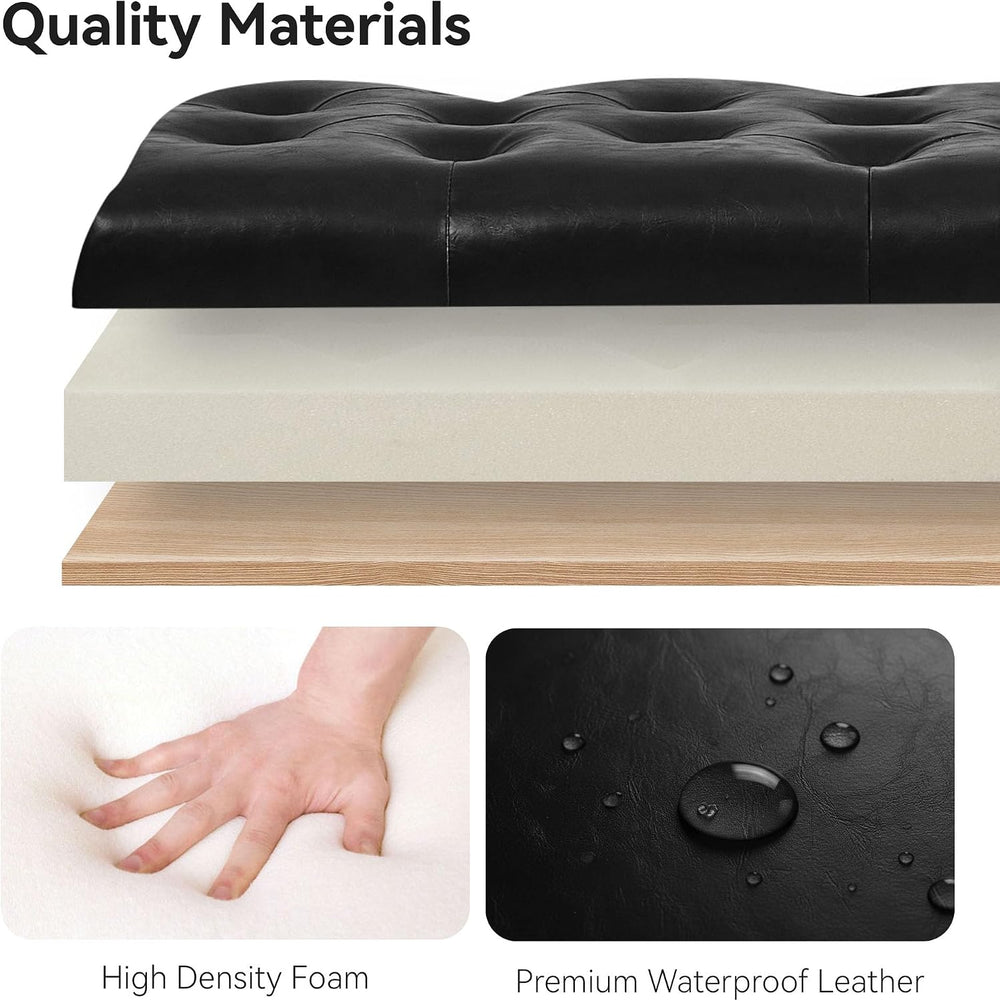 WUTUTUEE 47" Modern Water-Resistant Faux Leather Storage Ottoman Bench w...