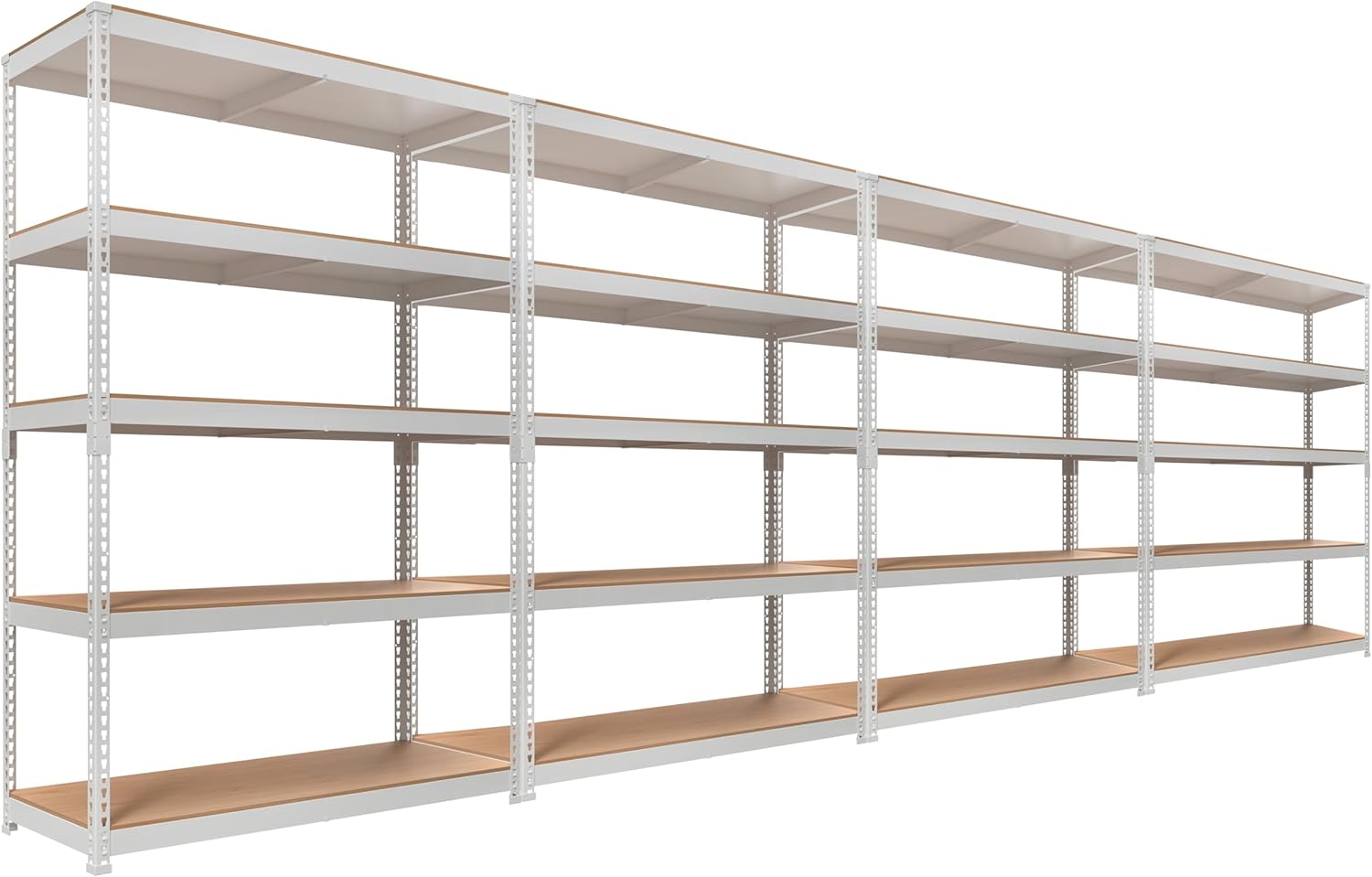 HOMEDANT 5 Tier Storage Shelves Adjustable Laminated Boltless Garage Metal Shelving Unit Heavy Duty Utility Rack Shelf Warehouse Pantry Closet Kitchen (4, (L) 48.1" W, White)