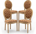 PU Leather Upholstered Dining Chairs Set of 4 French Country Round Back Kitchen Side Chairs with Nailhead Trim and Wood Legs for Dining Room, Kitchen, Restaurant(Orange)