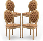 PU Leather Upholstered Dining Chairs Set of 4 French Country Round Back Kitchen Side Chairs with Nailhead Trim and Wood Legs for Dining Room, Kitchen, Restaurant(Orange)