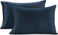 LANE LINEN Pillows Queen Size Set of 2, Soft 100% Egyptian Cotton, Cool & Smooth 1000 Thread Count Pillow Cases - Swiss Dot - Estate Blue