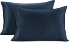 LANE LINEN Pillows Queen Size Set of 2, Soft 100% Egyptian Cotton, Cool & Smooth 1000 Thread Count Pillow Cases - Swiss Dot - Estate Blue