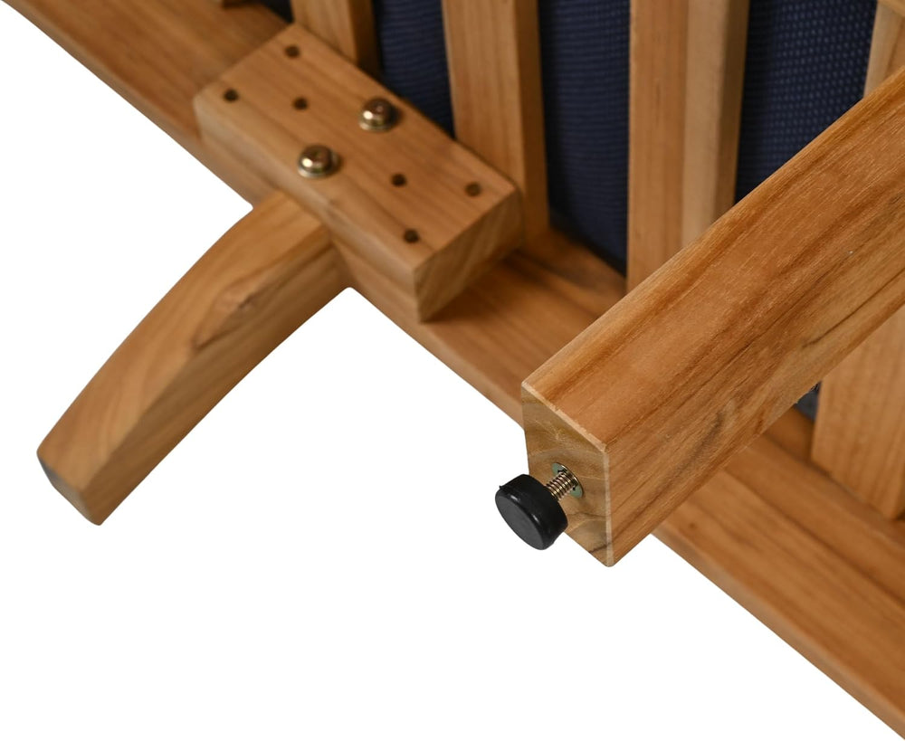 SAFAVIEH Couture Outdoor - Martinique 3-Seat Sofa - Natural & Navy - Teak...