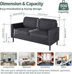 STHOUYN 56" W Fabric Loveseat Sofa with 2 USB, Small Couches for Living Room, Bedroom, Office, Easy Assembly & Comfy Cushion, Dark Grey