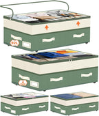 Dolicer 4 Pack Under Bed Storage with Wheels, 6in-10in Height Adjustable Underbed Storage Containers, 92L XXXL Under Bed Drawers Rolling Bin with Clear Lids for Dorm Shoes Clothes Organizers(Green)