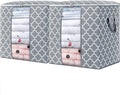 WISELIFE Storage Bags 2 Pack/100L Large Blanket Clothes Organization and Storage Containers for Comforters,Bedding, Foldable Organizer with Reinforced Handle, Clear Window, Sturdy Zippers,Light Gray