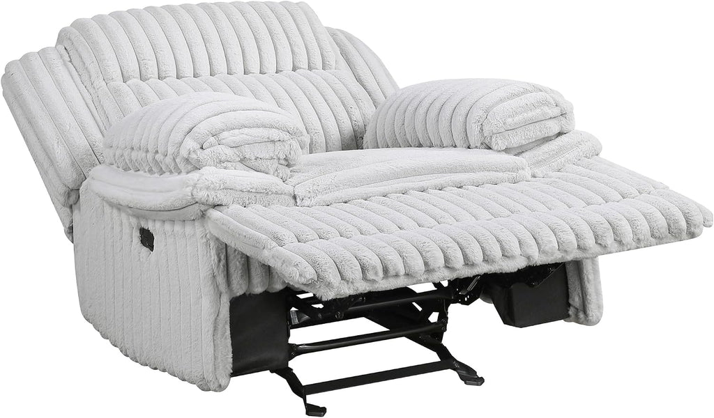 Lexicon Manual Glider Recliner Chair, Corduroy Manual Tab Pull Reclining Chair with Pillow Top Arms, Plush Cushions, Cozy Theater-Style Accent for Living Room/Bedroom, Easy Assembly, Gray