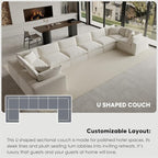 189" Oversized Boneless Cloud Couch, Modular Sectional Couches for Living Room, L-Shaped with Deep Seats, No Assembly Required, 8-Seater Washable Fabric Sleeper Sofa, White