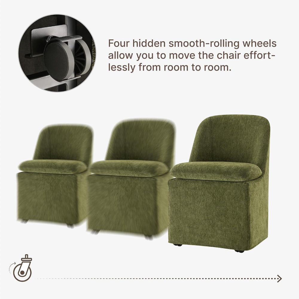 KISLOT Upholstered Dining Chairs Set of 4 with Hidden Casters, Modern Kitchen...