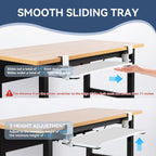 VUSIGN Keyboard Tray Under Desk Height Adjustable,Pull Out with Adjustable C Clamp Mount System for L-Shaped Tables, Extra Sturdy, 26.4” x 11.8” Slide-Out Platform Computer Drawer for Typing,White