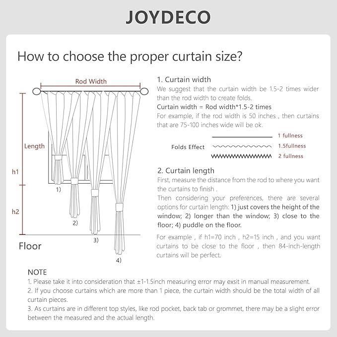 Joydeco Blackout Curtains for Bedroom - 100% Light Blocking 2 Panels Set Linen Drapes 37" W x 72" L, Thermal Insulated Room Darkening Curtains, Linen Textured for Living Room, Rod Pocket & Back Tabs