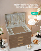 BOOVO Jewelry Boxes for Women, 5 Layer Jewelry Organizer with Necklace Hanger and Drawers, Large Jewelry Box for Earrings, Necklace and Bracelet Storage Gifts for Women and Girls (Gold, 5 Layer)