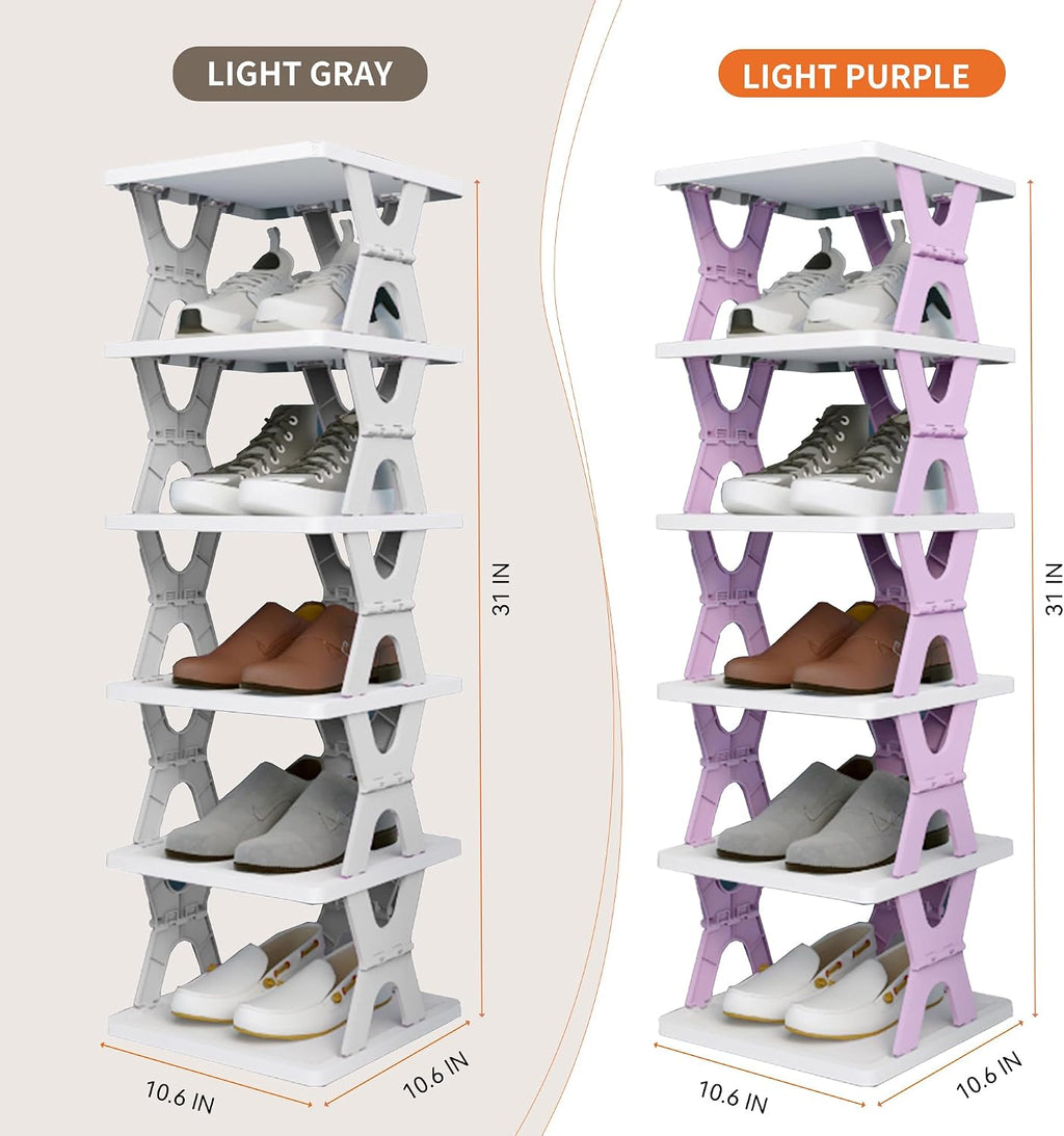 Shoe Rack, Collapsible Kids Shoe Rack, 6-Tier Small Foldable Shoe Organizer for Entryway, Dorm, Bedroom (Pink-x)