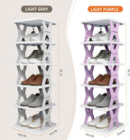 Shoe Rack, Collapsible Kids Shoe Rack, 6-Tier Small Foldable Shoe Organizer for Entryway, Dorm, Bedroom (Pink-x)