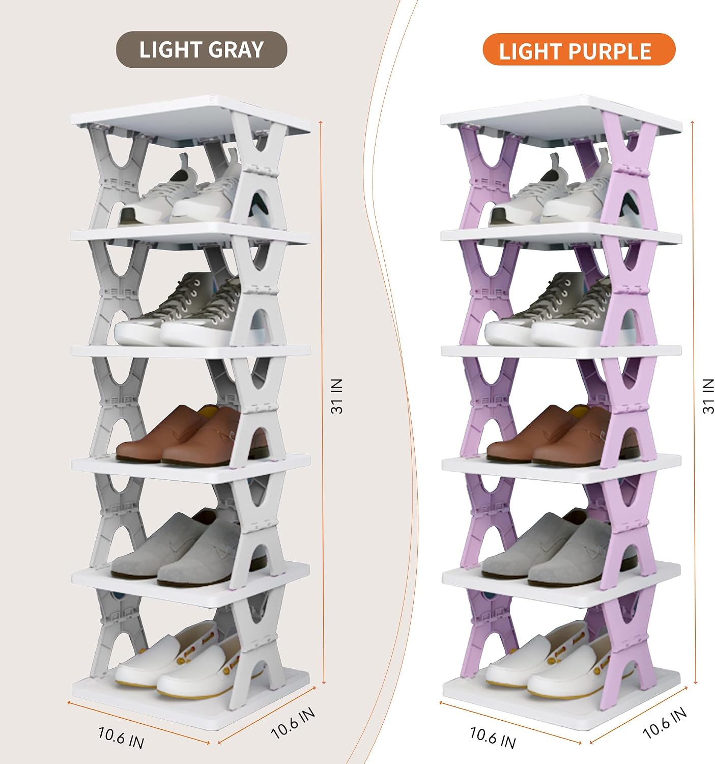 Shoe Rack, Collapsible Kids Shoe Rack, 6-Tier Small Foldable Shoe Organizer for Entryway, Dorm, Bedroom (Pink-x)