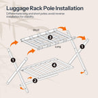 HOOBRO Luggage Rack, Folding Luggage Holder, Bamboo Suitcase Stand for Guest Room, with Nylon Strap Support Shelf, Holds up to 110 lb, for Hotel, Bedroom, Brown BR19XL01