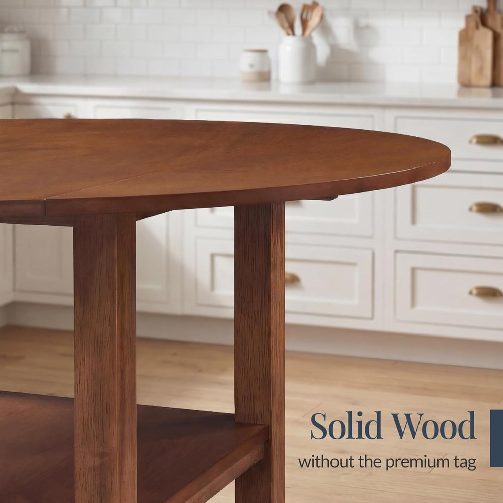 Best Choice Products 42" Round Drop Leaf Dining Table for 4, Solid Wood ...