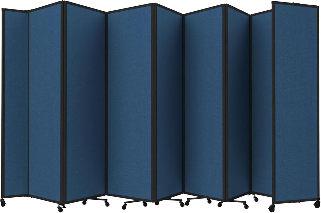 Versare Room Divider 360 Portable Wall Partition | Folding Panels | Large Freestanding Divider | Locking Wheels | Temporary Room Separator