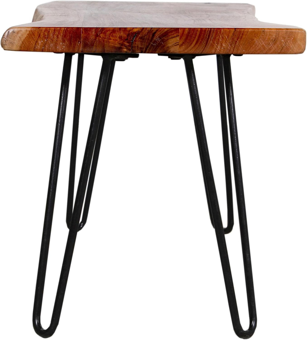 Alaterre Live Edge Solid Wood Entryway Bench with Hairpin Metal Legs, 48” | N...