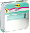 Post-it Note Dispenser, Sticky Note Holder, White Base with Steel Top, Includes 1 pad of 45 Sheets of 3 in x 3 in Aqua Splash Pop-Up Notes, Classroom or Office Supplies