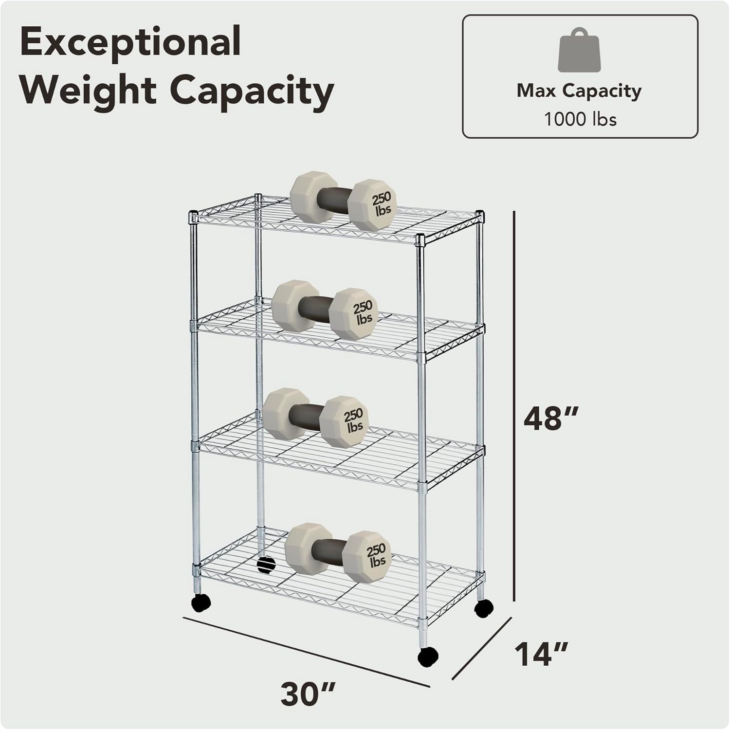 Displays By Jack 4 Tier Wire Shelving Unit Storage Rack, Metal Heavy Duty Utility Organization Units for Products Plant Standing Shelf, Pantry, Garage, Shelf Stand, Black, 14" W x 30" L X 48" H