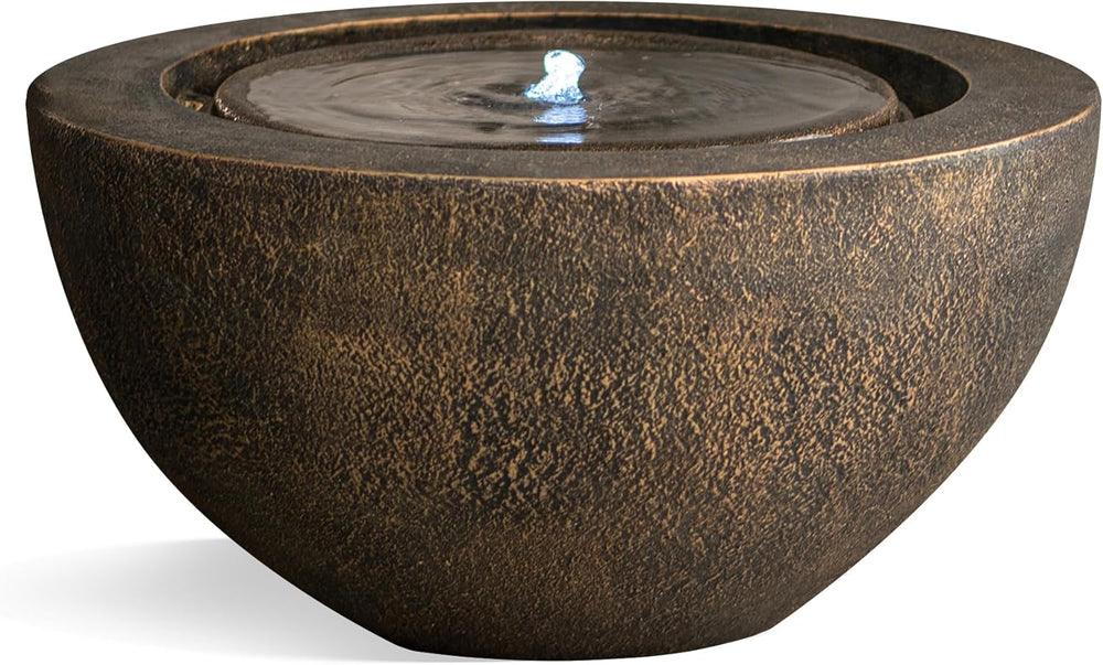 XBrand 20" Round Sphere Water Fountain with LED Light – Indoor Outdoor P...