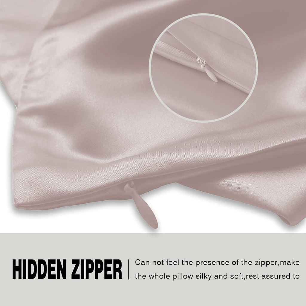 Mulberry Silk Pillowcase for Hair and Skin Pillow Case with Hidden Zipper Soft Breathable Smooth Cooling Silk Pillow Covers for Sleeping (Apricot Gray, King（20"X 36"）)