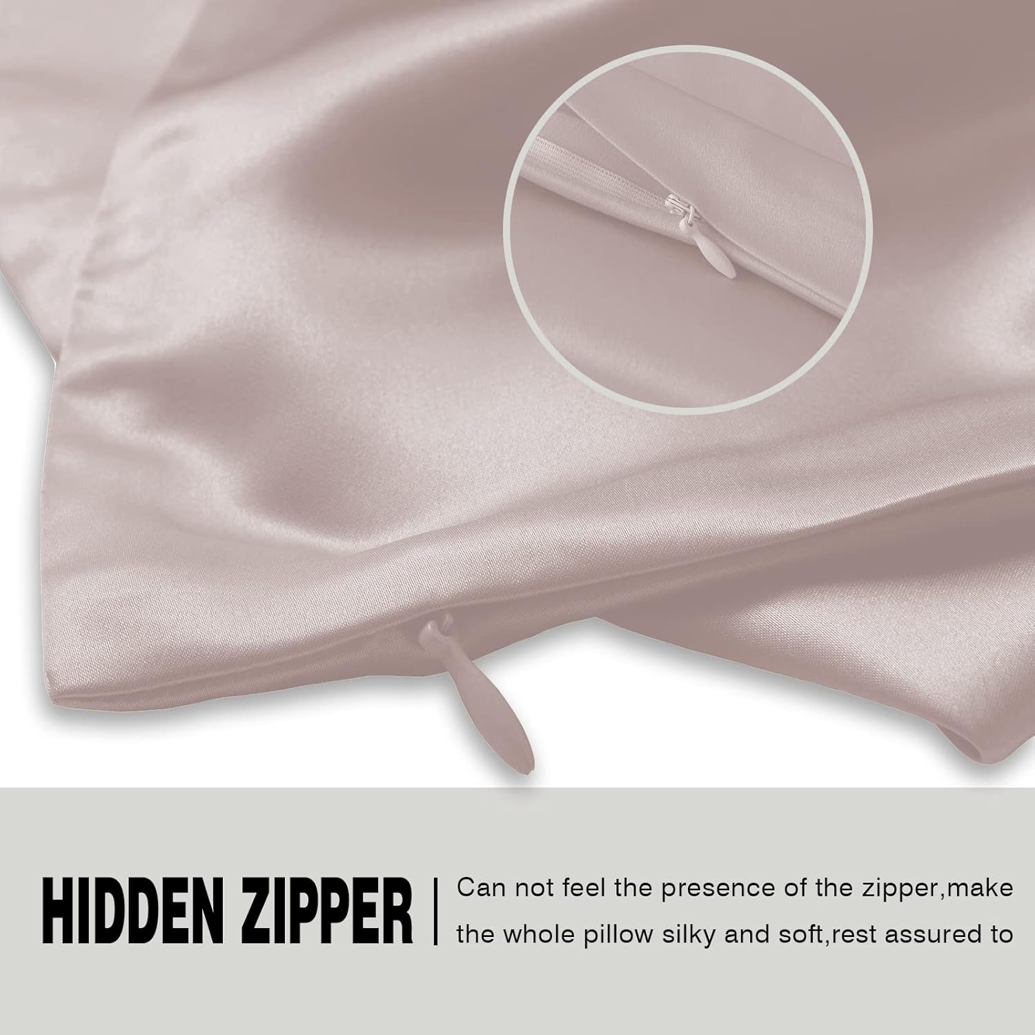 Natural Mulberry Silk Pillowcase for Hair and Skin Queen Size 20"X30" Silk Pillow Case with Hidden Zipper Soft Breathable Smooth Cooling Silk Pillow Covers for Sleeping(Apricot Gray,Queen,1Pcs)