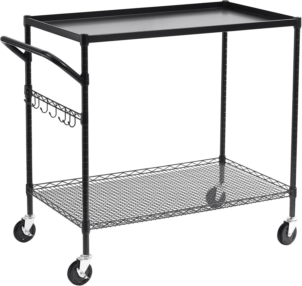 WDT 2-Tier Utility Cart with Wheels, Metal Cart with 1000LBS Capacity, NSF He...