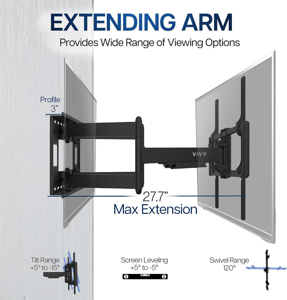 VIVO 60 to 120 inch Large Screen Heavy Duty TV Wall Mount for LCD LED Flat an...