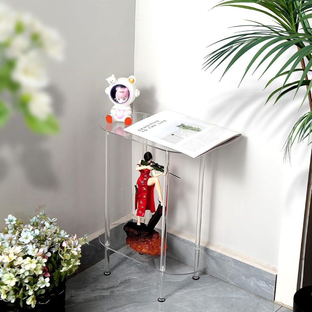 Modern Clear Acrylic Narrow Side Table for Small Spaces, 15.55" L x 7.87...