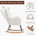 Nursery Rocking Chair, Rocking Chairs for Nursery, Baby Rocker Chair, Glider Rocker, Anti-Tip Safety Design, 440 Lb Weight Capacity, Cotton Fabric Cover, White