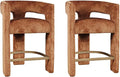 Jofran Upholstered Counter Stool with Arms – Versatile Barstools – Stylish Seating for Kitchen Dining Room or Home Bar, Rust, Set of 2