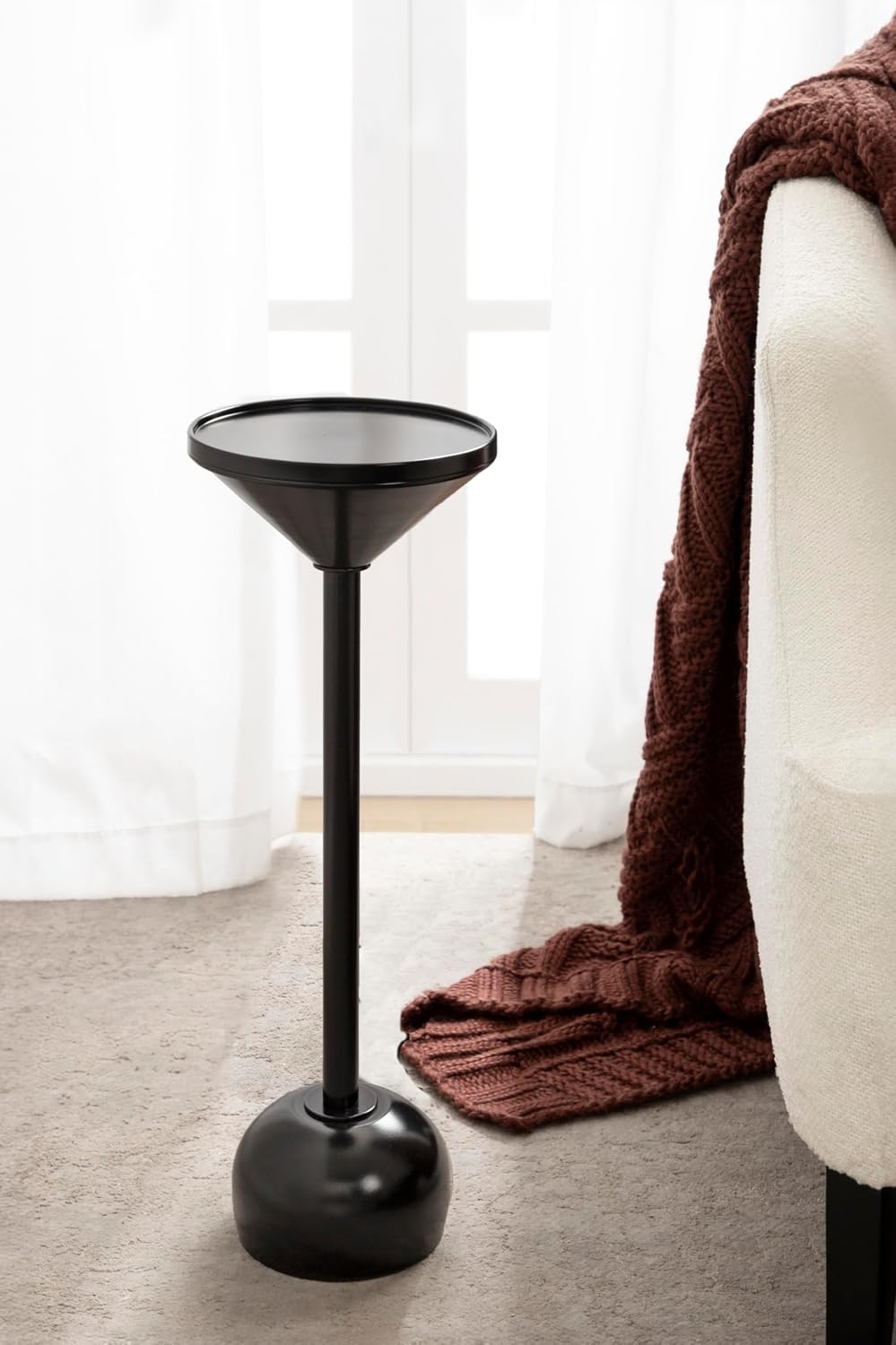 Kate and Laurel Frisk Modern Round Metal Drink Table, 8 x 8 x 23, Black, Meta...