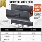 Ladder Hanger set of 4 For Garage Wall - Black Heavy Duty Utility Hook For Wall Mount Ladder Storage. Versatile Tool Holder To Maximize Space In Garden, Shed, Workshop, Hang Wheelbarrow, Folding Chair