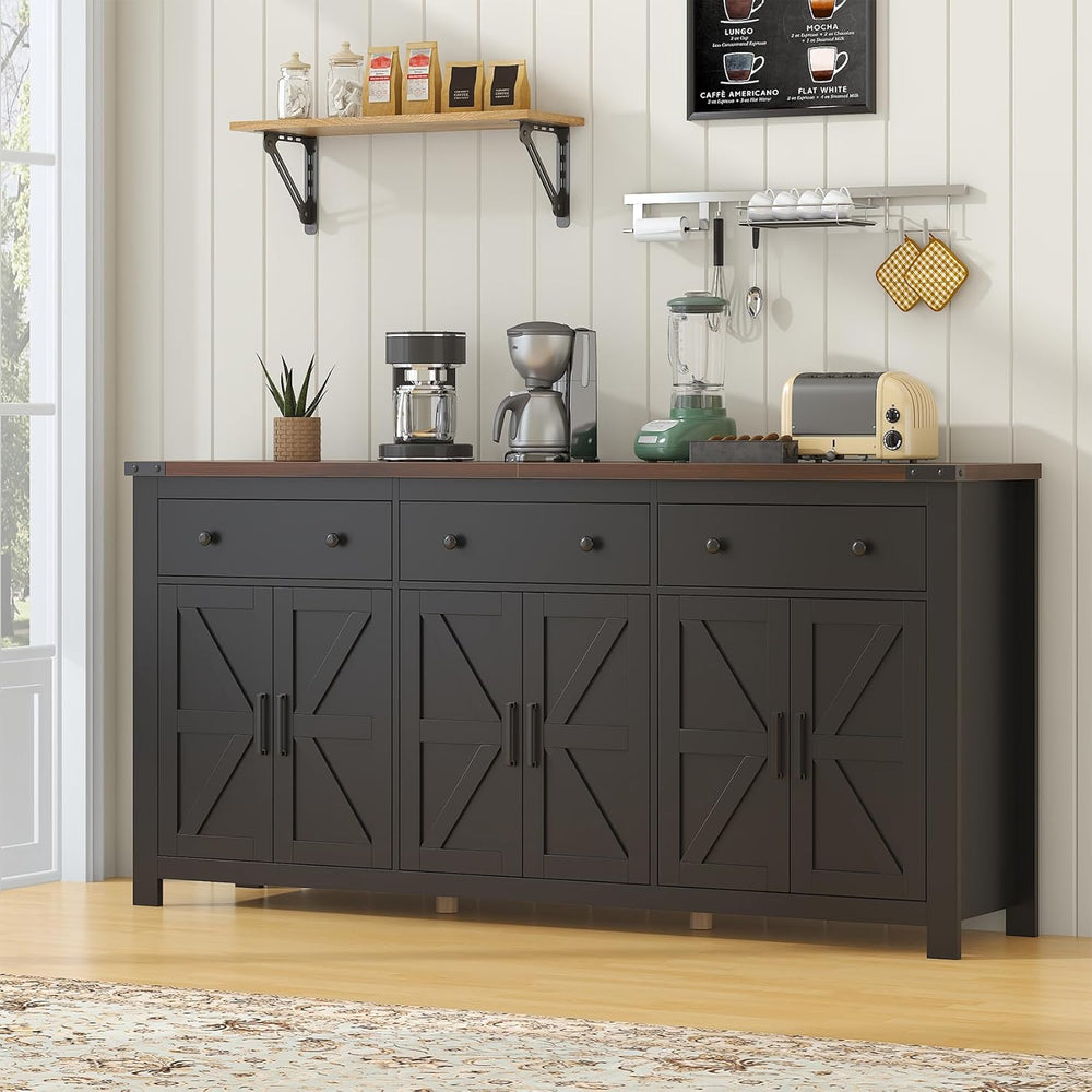 VVFLU 71" Large Sideboard Buffet Cabinet with Storage, Farmhouse Coffee ...