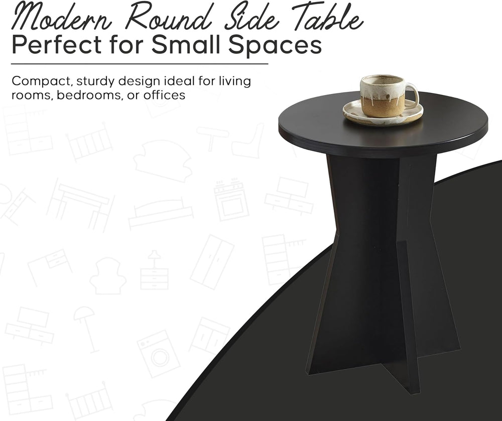 Kings Brand Furniture Round Side Table, Modern Pedestal Base Accent Table for...