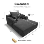 LIKIMIO 71.6" Oversized Chaise Lounge Chair Indoor, Upholstered Sofa Bed with 2 Cup Holders & 2 Storage Pockets, No Assembly Corduroy Cloud Couch, Reading Chair for Living Room (Dark Gray)